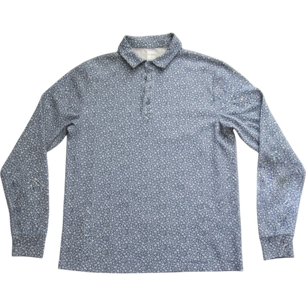 J.Crew Men Floral Coolmax Oarsman Long Sleeve Polo Lightweight Shirt Sz M(MT734)
